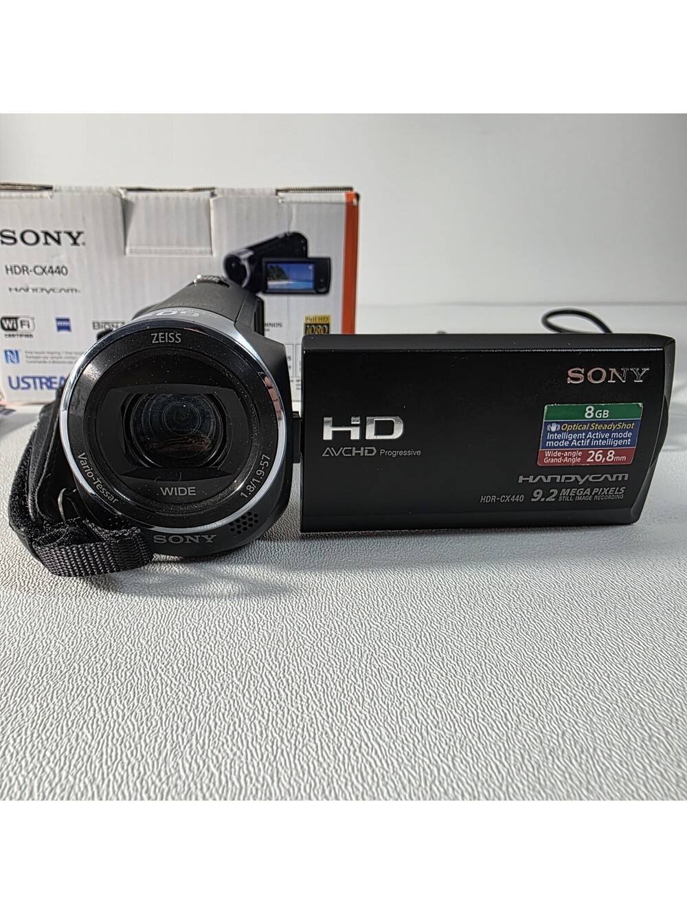 Sony Handycam HDR-CX440 HD Black Camcorder 30x Optical 60x Digital Wi-Fi Bundle